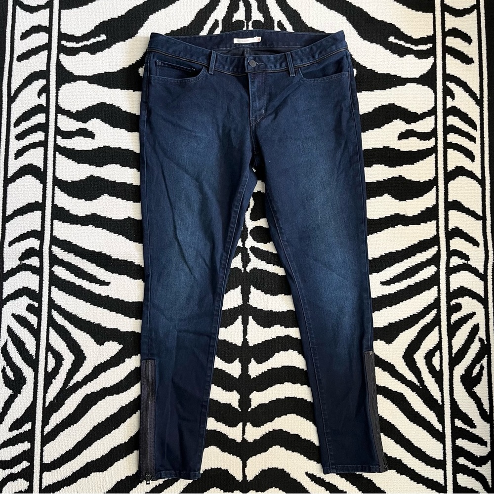 Levi’s 711 Skinny Ankle Zip Dark Wash Stretch Blue Jeans Size 32
